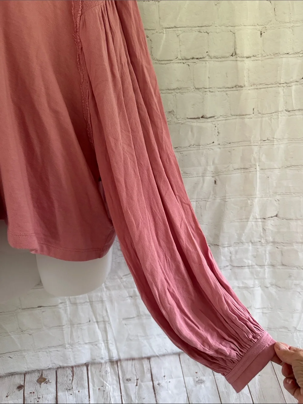 Free People Pink V-Neck Lightweight Sweatshirt
